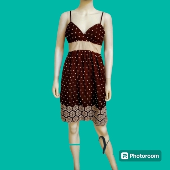 5/$25 SEQUIN HEARTS 1990s Polka Dot Embroidered Eyelet Camisole Slip Dress - Picture 1 of 9